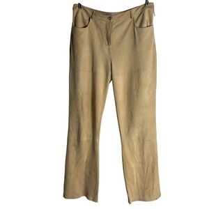 J. McLAUGHLIN Suede Slight Flair Cut Pants in Tan Leather Sz 10-need prof clean